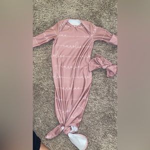 Caroline custom knot gown NEWBORN with matching bow